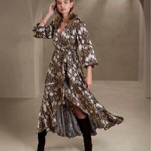 Banana Republic Fiori Floral Print Ruffle Wrap Dress Sz M NWT